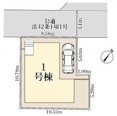 上尾市平塚　新築一戸建て　リーブルガーデン　01の区画図|1号棟