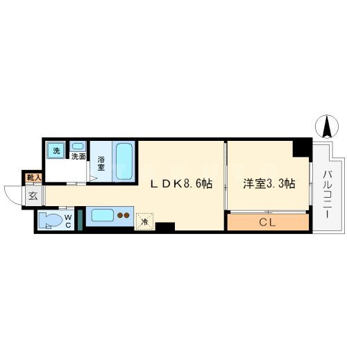 トモ南堀江の間取り|トモ南堀江　開放感のある間取り