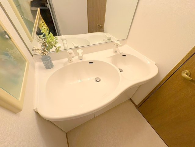 ラ・ビスタ宝塚エスティオ2番館の洗面所|広い洗面スペース