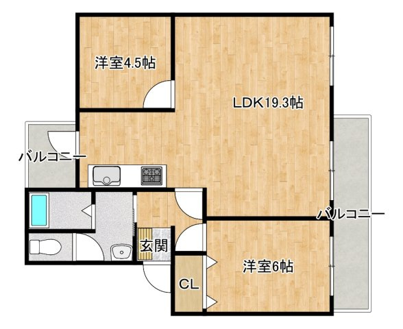 寝屋川市三井が丘５丁目の賃貸マンションの間取り