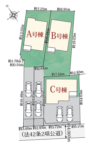 明石市魚住町西岡1772（全3棟）C号棟の区画図|C号棟です。