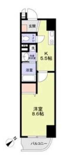サニークレスト南蒲田の間取り|南東向き角部屋の1DK