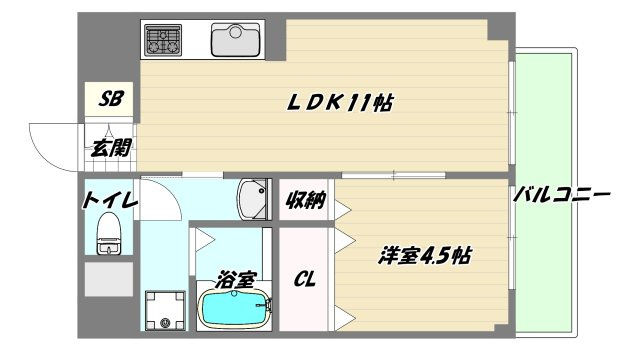 大阪市淀川区十三本町１丁目の賃貸マンションの間取り