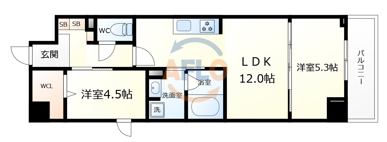 シスネ難波宮　南大江小学校区の間取り|シスネ難波宮　間取り