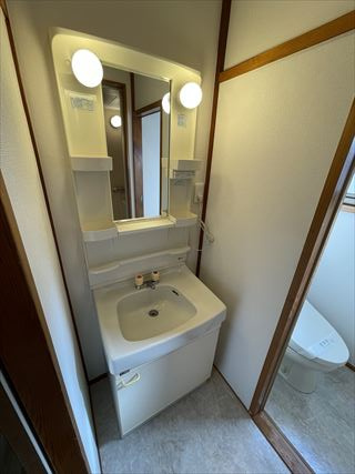 メゾン池上Ⅰの独立洗面台|独立洗面台、小物を置くことができて便利です