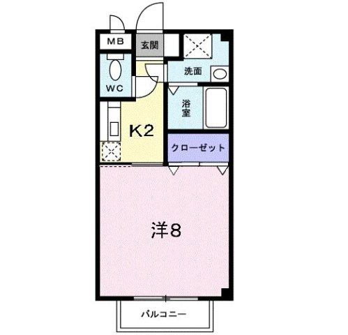 筑紫野市二日市中央５丁目のアパートの間取り