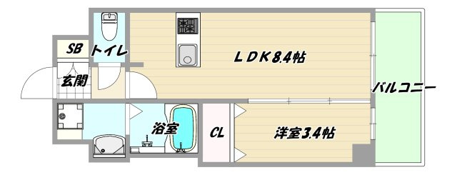 大阪市淀川区東三国６丁目の賃貸マンションの間取り