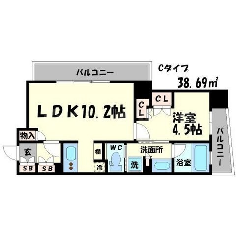 パークアクシス梅田の間取り|パークアクシス梅田　開放感のある間取り