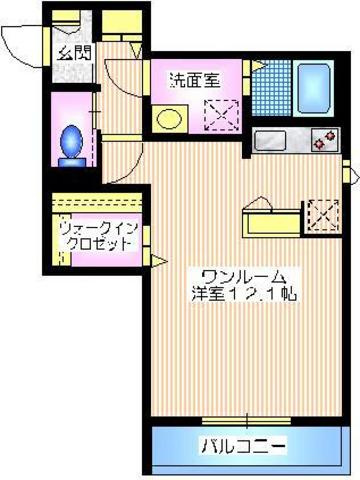 フォレストコートの間取り|ウォークインクローゼット　広々した洋室12.1帖