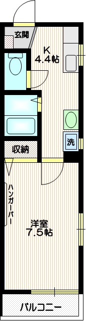 サンステップの間取り|★通りから一番奥の角部屋・明るい２面採光★