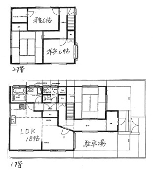 芦屋市三条南町の一戸建ての間取り