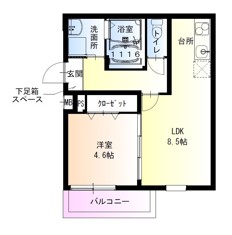神戸市中央区北本町通４丁目のアパートの間取り