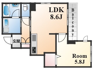 神戸市中央区北長狭通４丁目の賃貸マンションの間取り