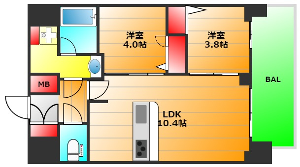 プレサンス大正フレンジの間取り|現状有姿