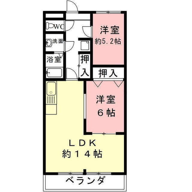 岐阜市花沢町４丁目のアパートの間取り