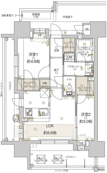 【間取り】 | アクタス福岡県庁前グランネクスト