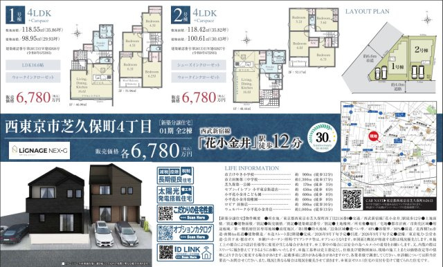 【LiGNAGE NEX-G】西東京市芝久保町４丁目のその他|□売主作成による販売用の図面(マイソク)です。この図面には売主の工夫(お客様へ本物件のメリットをうまく伝えられる様)が良く表れています。□
