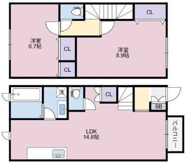 リブライフ藍住Bの間取り