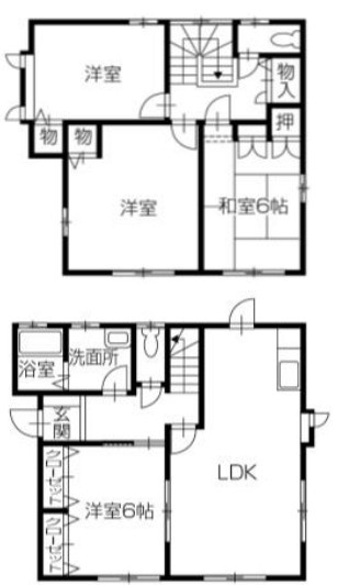 板野郡北島町高房字勝瑞境の一戸建ての間取り