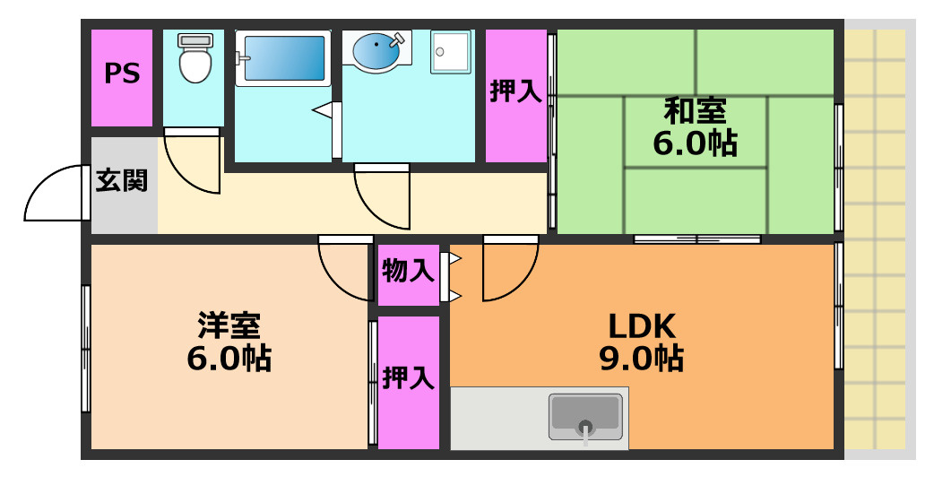 高槻市唐崎西２丁目の賃貸マンションの間取り