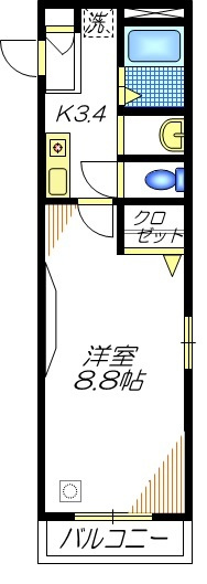 グレイシスの間取り|★洋室８．８帖：Ｋ３．４帖★