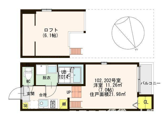 大阪市西淀川区花川１丁目のアパートの間取り