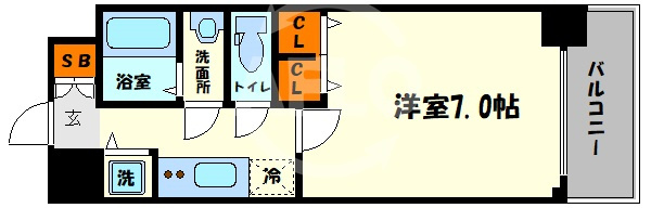 ジアコスモ江戸堀パークフロントの間取り|ジアコスモ江戸堀パークフロント　開放感ある間取