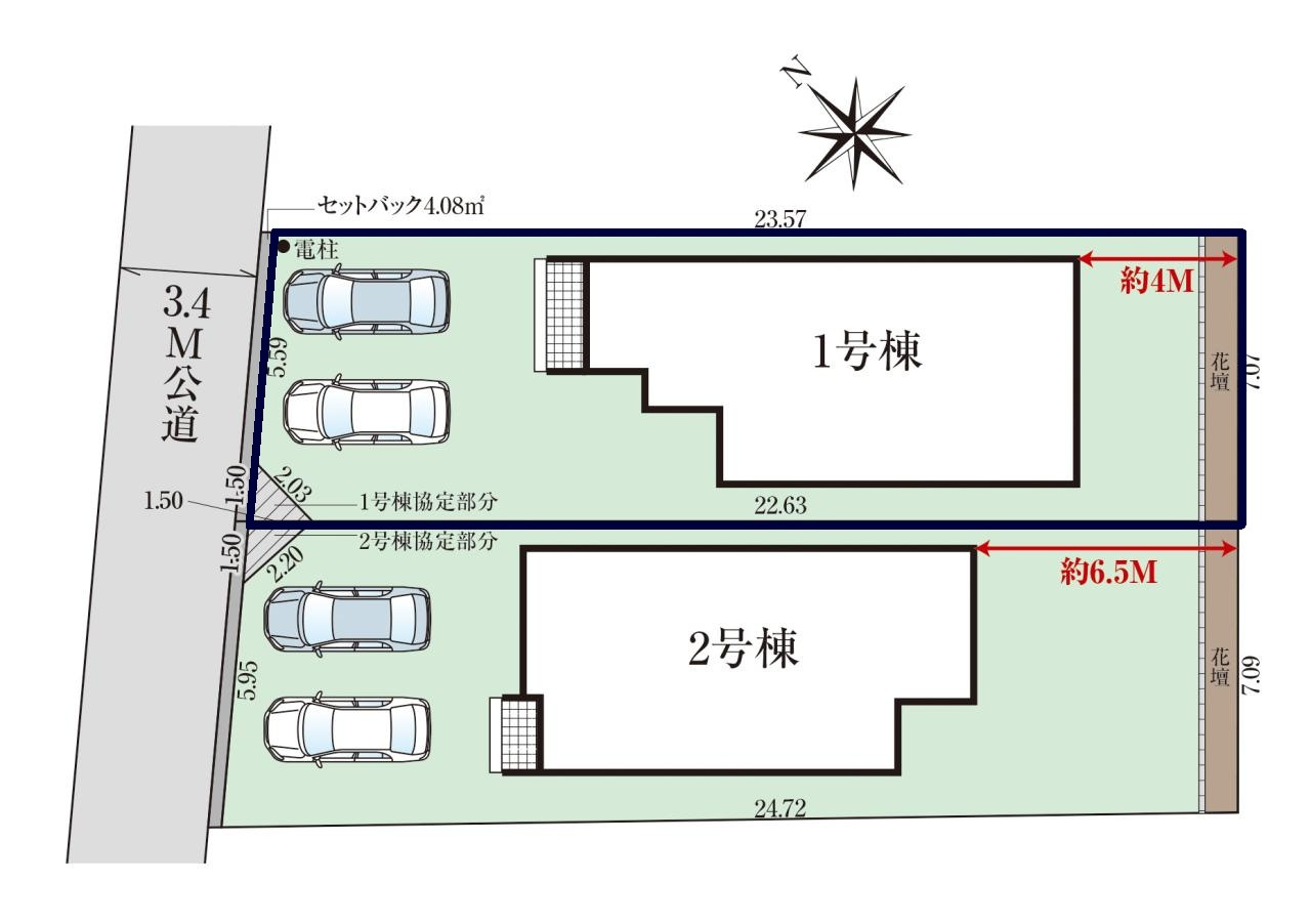 高知市潮新町２丁目 -2期1棟-　新築戸建ての区画図|1号棟