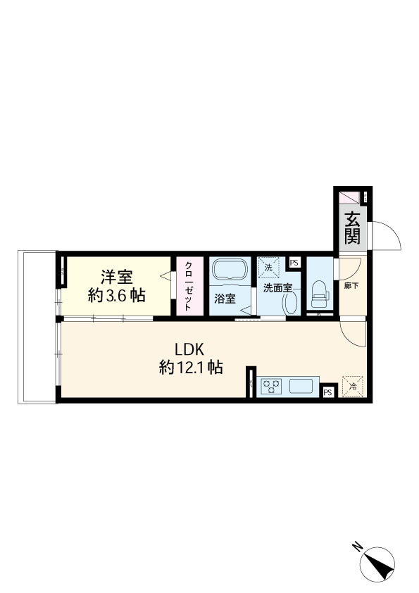 約36.41㎡の1LDK