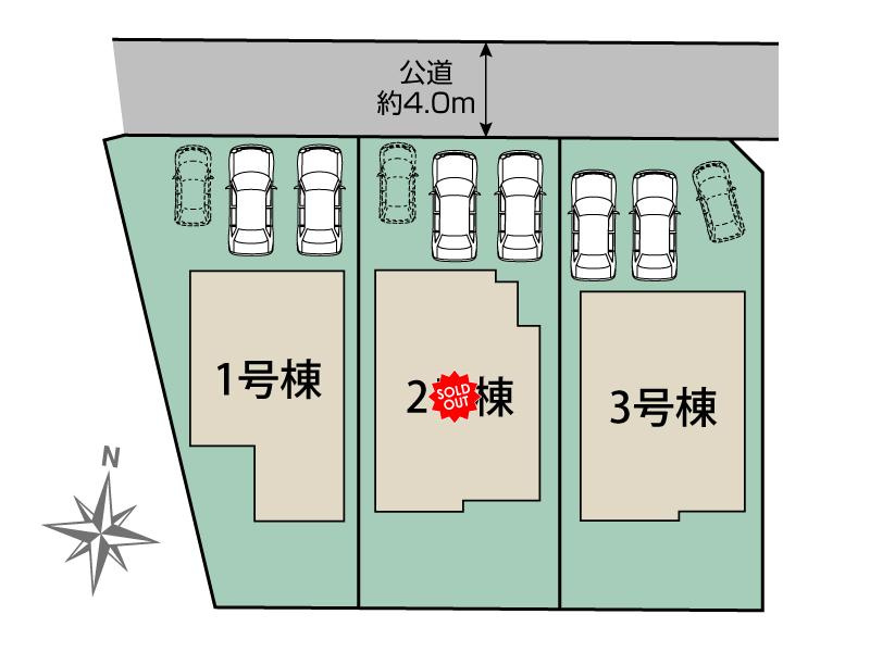 ブルーミングガーデン／菊池郡菊陽町津久礼4期／3号棟の区画図