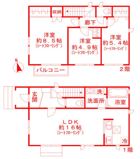 横浜市泉区和泉中央北４丁目の一戸建ての間取り