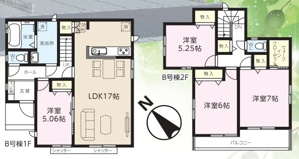 つくばみらい市富士見ヶ丘３丁目26番　新築戸建て　B号棟の間取り|間取り図です♪
実際の空間の広さや陽当たり、風通しなどは現地でご確認できます♪