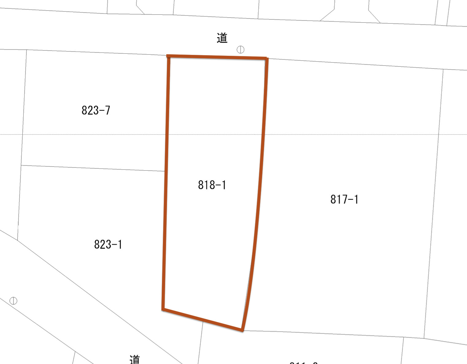 渋川市北橘町八崎818-1の土地図
