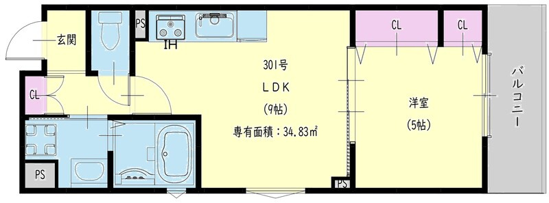 クリエオーレ新堂Ⅱの間取り