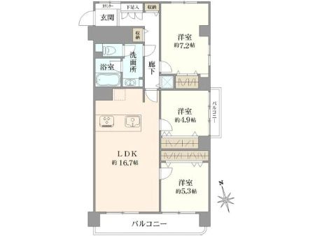中野区中野５丁目の中古マンションの間取り