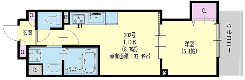 クリエオーレ新堂Ⅰの間取り