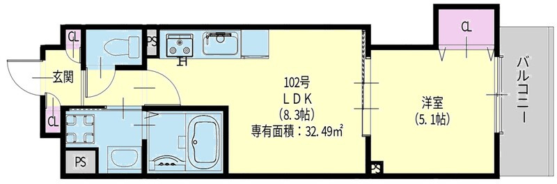 クリエオーレ新堂Ⅰの間取り