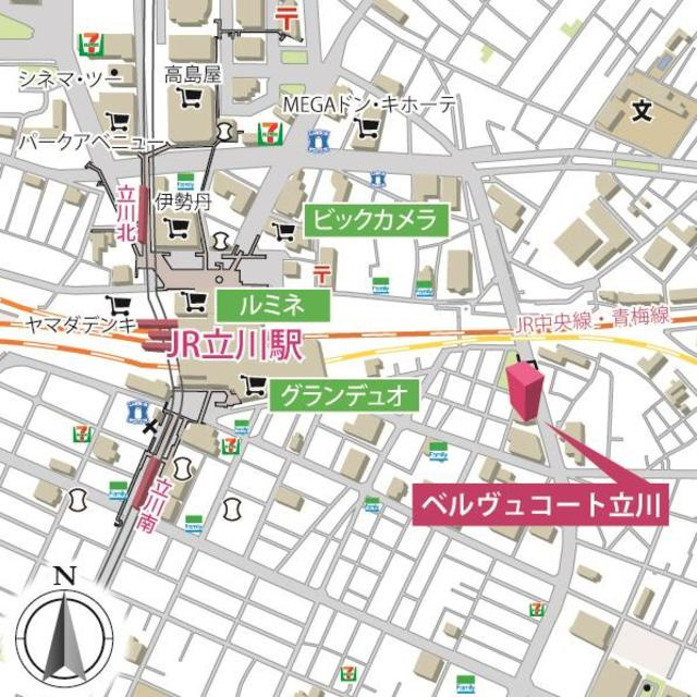 ベルヴュコート立川の地図