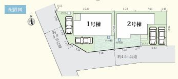 厚木市上依知3期　新築一戸建て　2号棟の区画図|配置図