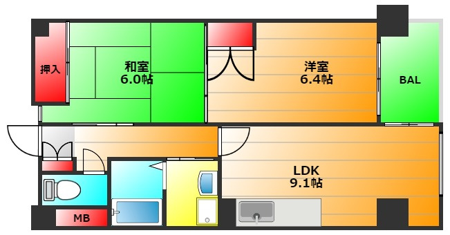 フラッツ志香の間取り|現状有姿