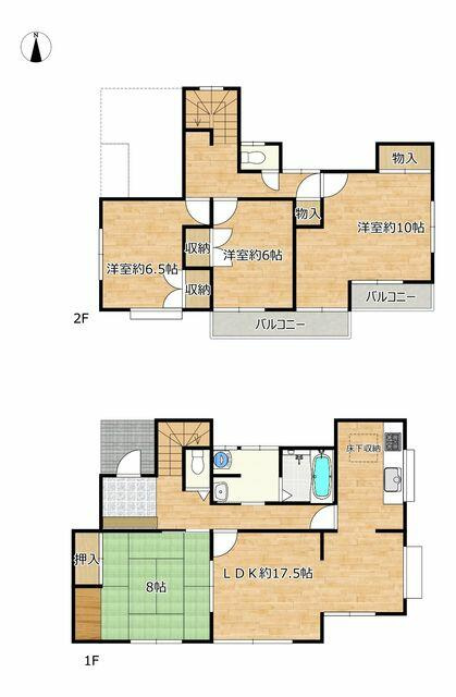 宇都宮市中岡本町　4LDK　中古住宅の間取り