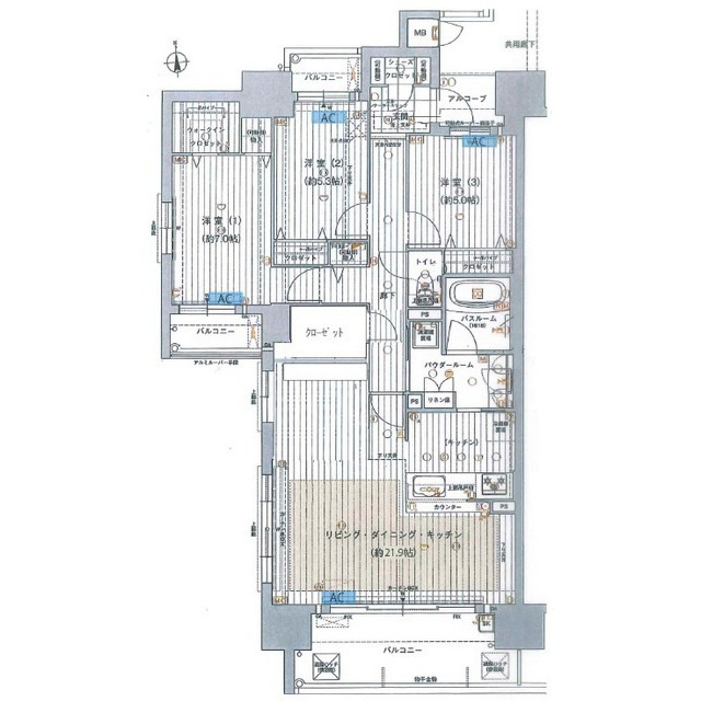岐阜市蕪城町の賃貸マンションの間取り