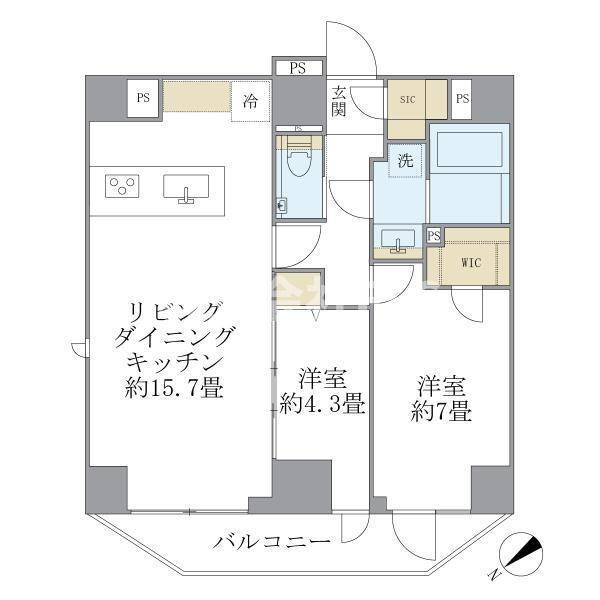 港区赤坂２丁目の賃貸マンションの間取り