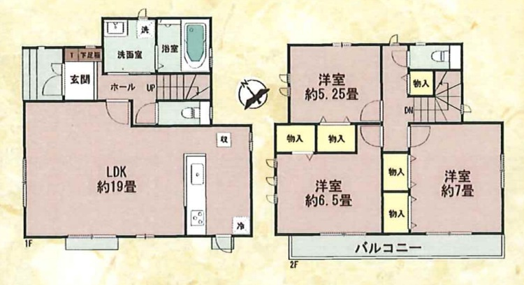 全7区画　3方角地　二見町東二見　B号棟　新築戸建の間取り
