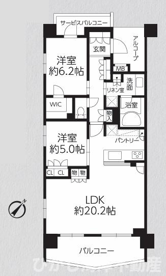 リストレジデンス茅ヶ崎海岸の間取り|南向き　２LDK
