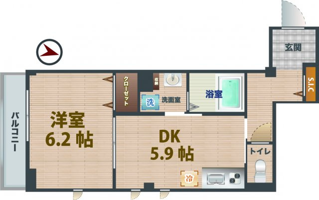 【間取り】 | グランメゾン阿佐ヶ谷 | 1DKのお部屋。