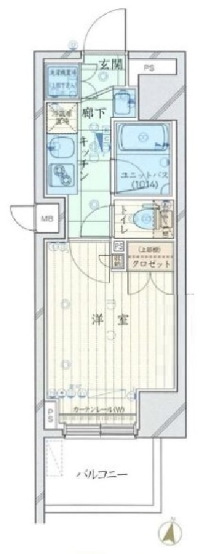 ルーブル大鳥居参番館の間取り|南向きバルコニーの1K東南角部屋！