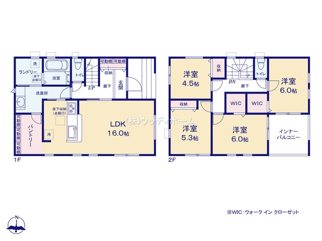 越谷市東越谷第9　新築一戸建て　1号棟の間取り