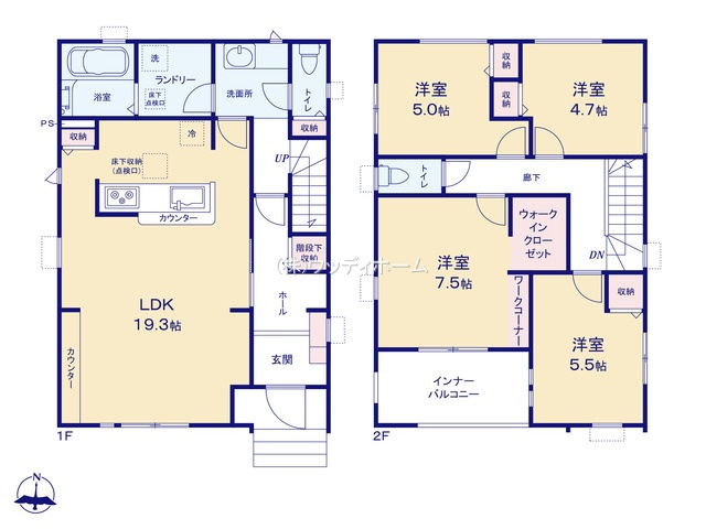 越谷市東越谷第9　新築一戸建て　2号棟