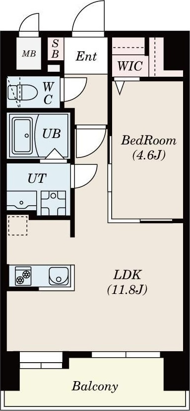 S-RESIDENCE六ツ門abreastIの間取り|１LDKの間取りです